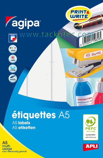 Etiquettes blanches adhésif permanent