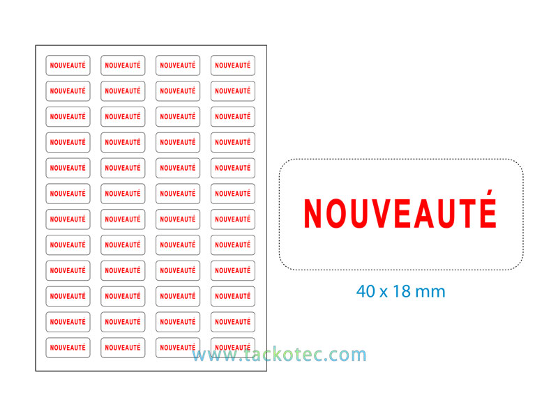 Etiquettes NOUVEAUTE, blanc sur rouge