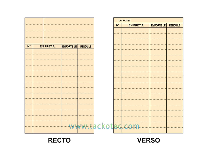 Fiches de prêt en Bristol, beige