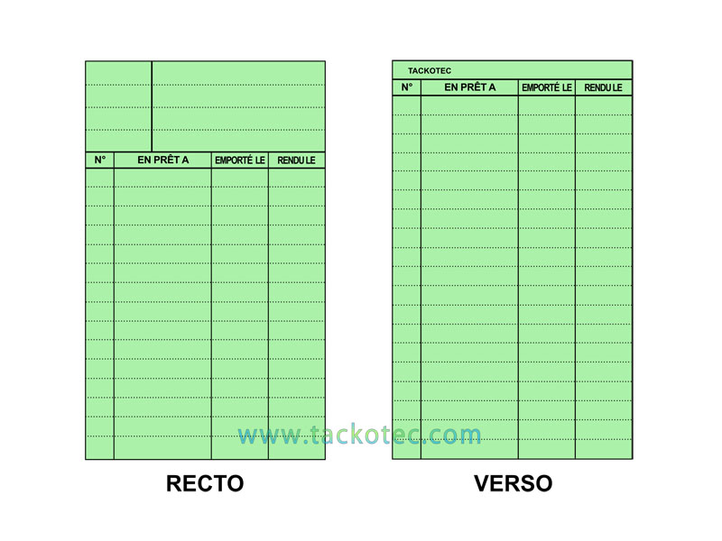 Fiches de prêt en Bristol, vert