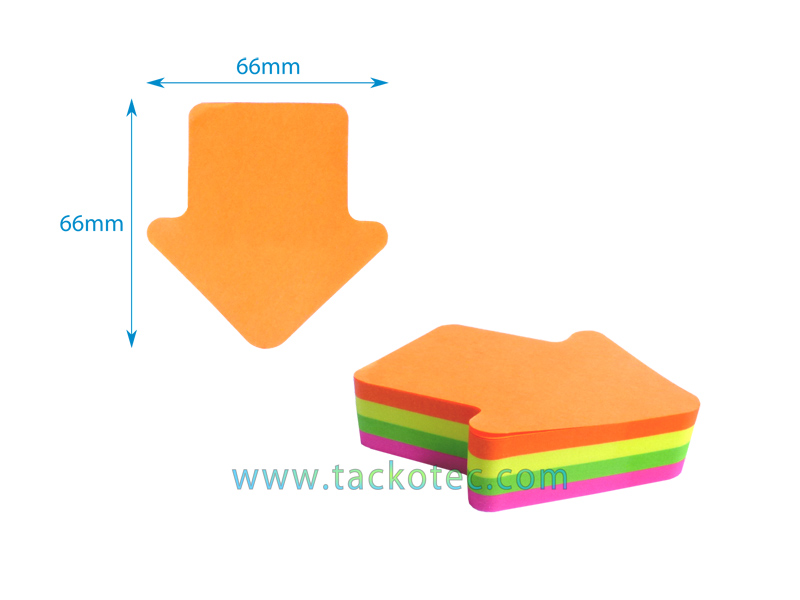 Bloc note, forme de flèche, couleurs variées fluo