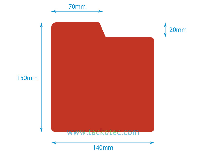 plastique rigide, rouge, brillant, avec onglets