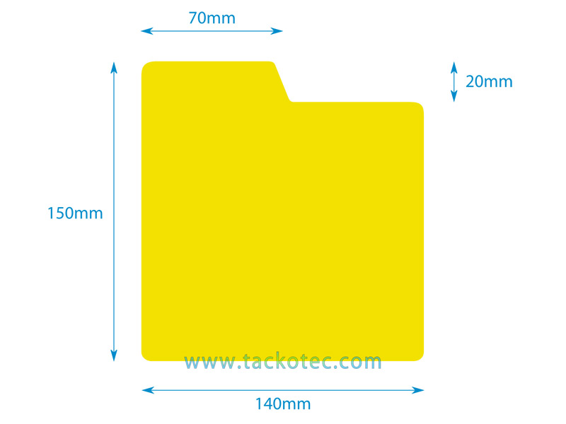 plastique rigide, jaune, mat, avec onglets