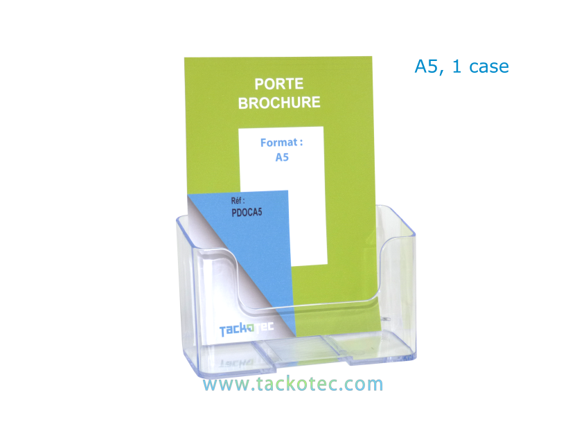 Porte-brochures transparent, 1 case format A5