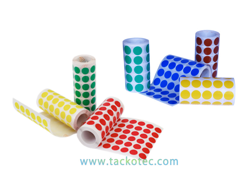 Rouleaux pastilles adhésives rondes