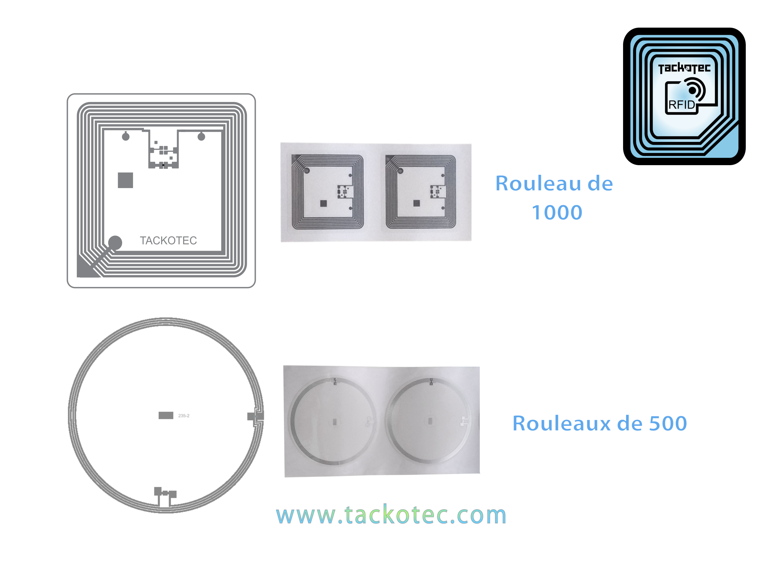 Étiquettes PET rondes ou carrées, RFID