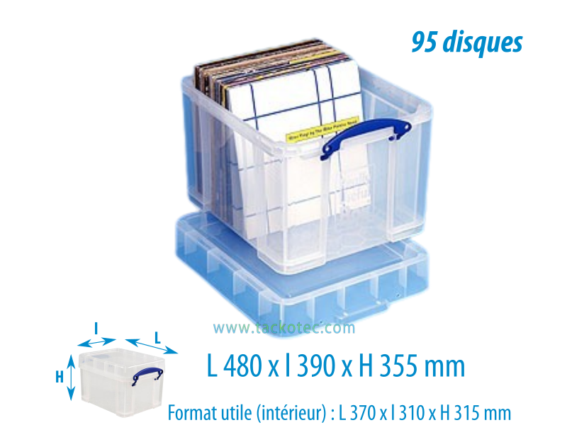 Boîte de rangement transparente pour 95 disques vinyles