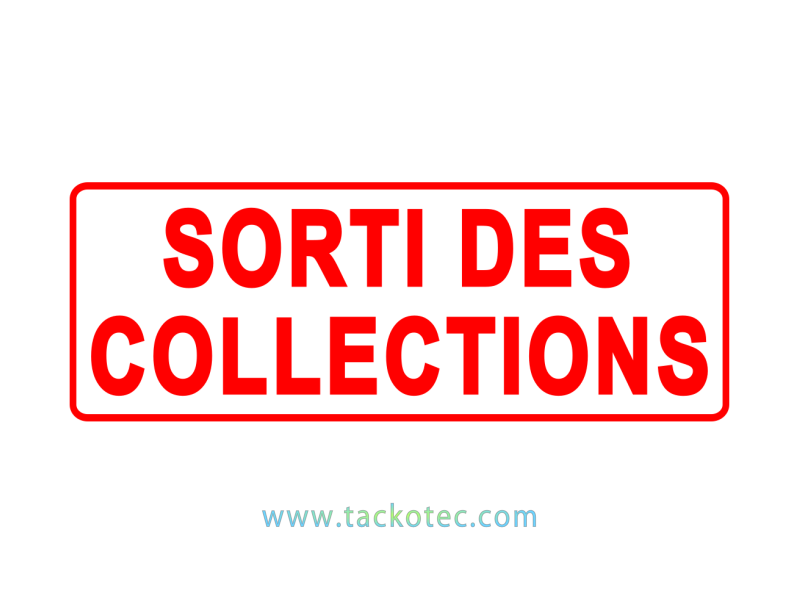 Tampon "SORTI DES COLLECTIONS" rouge