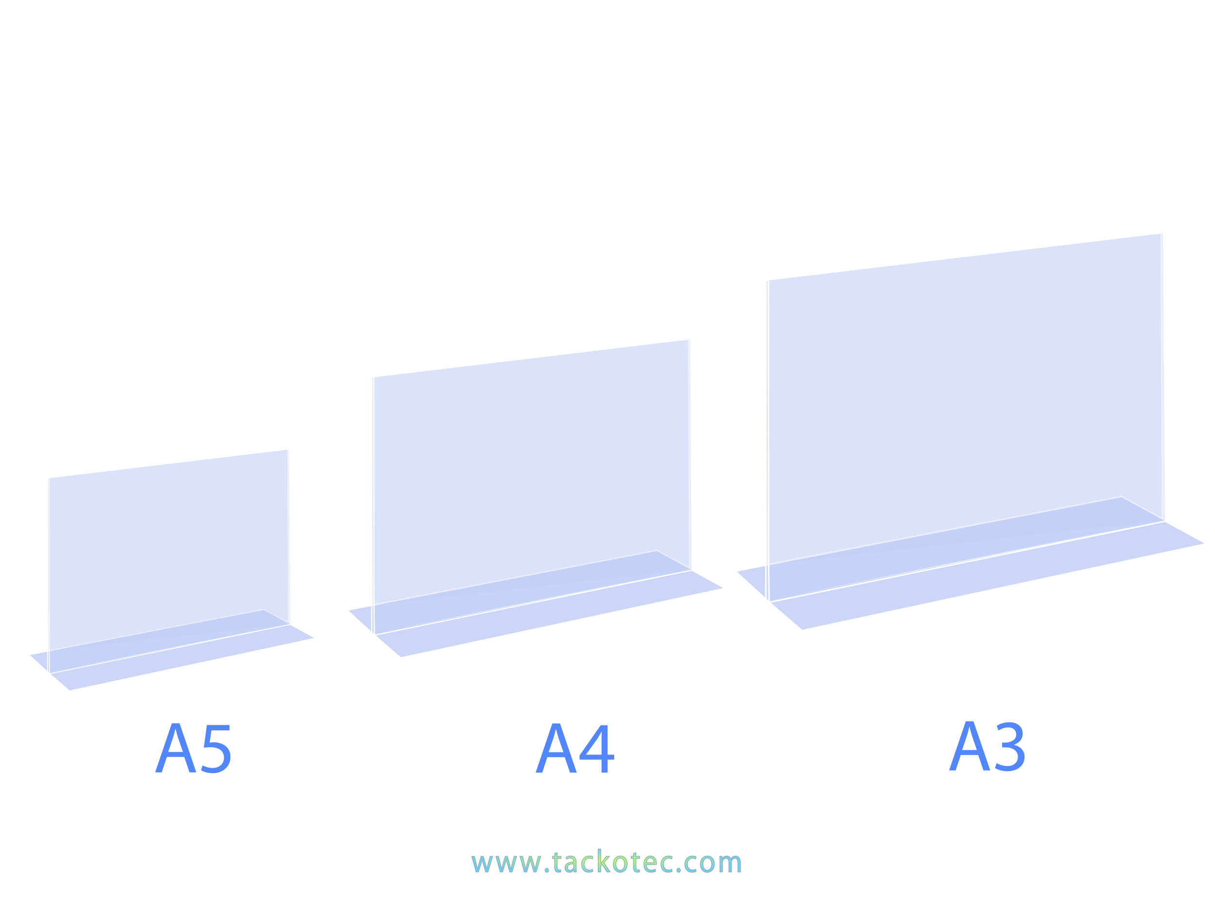 Porte-visuel formats A3, A4 et A5 transparent, version paysage