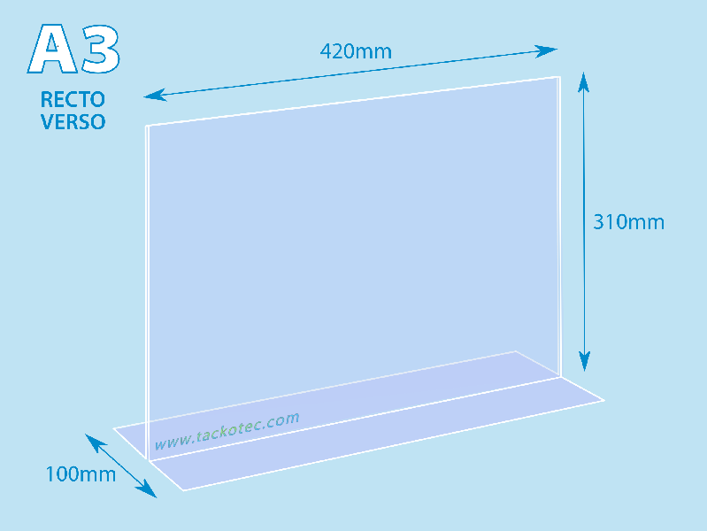 Porte-visuel transparent, format A3 paysage