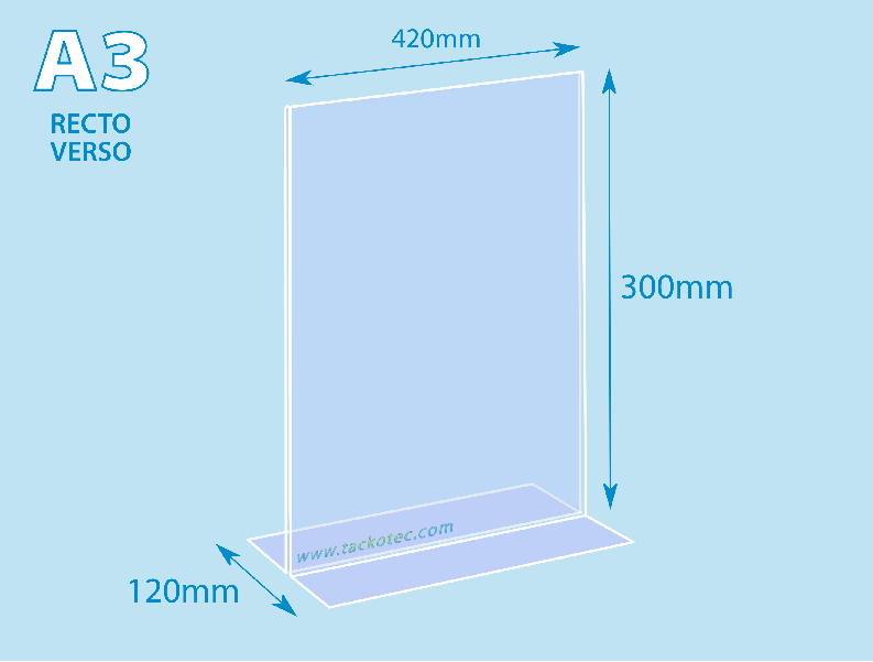 Porte-visuel transparent, format A3 portrait