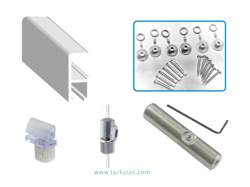 Cimaises tacklick à fixation invisible pour fil cristal