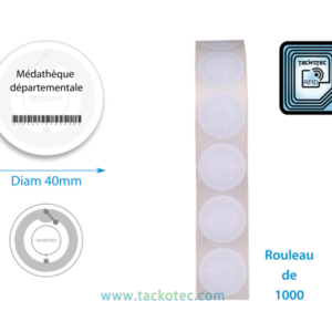 étiquettes rfid avec impression, diam 40mm