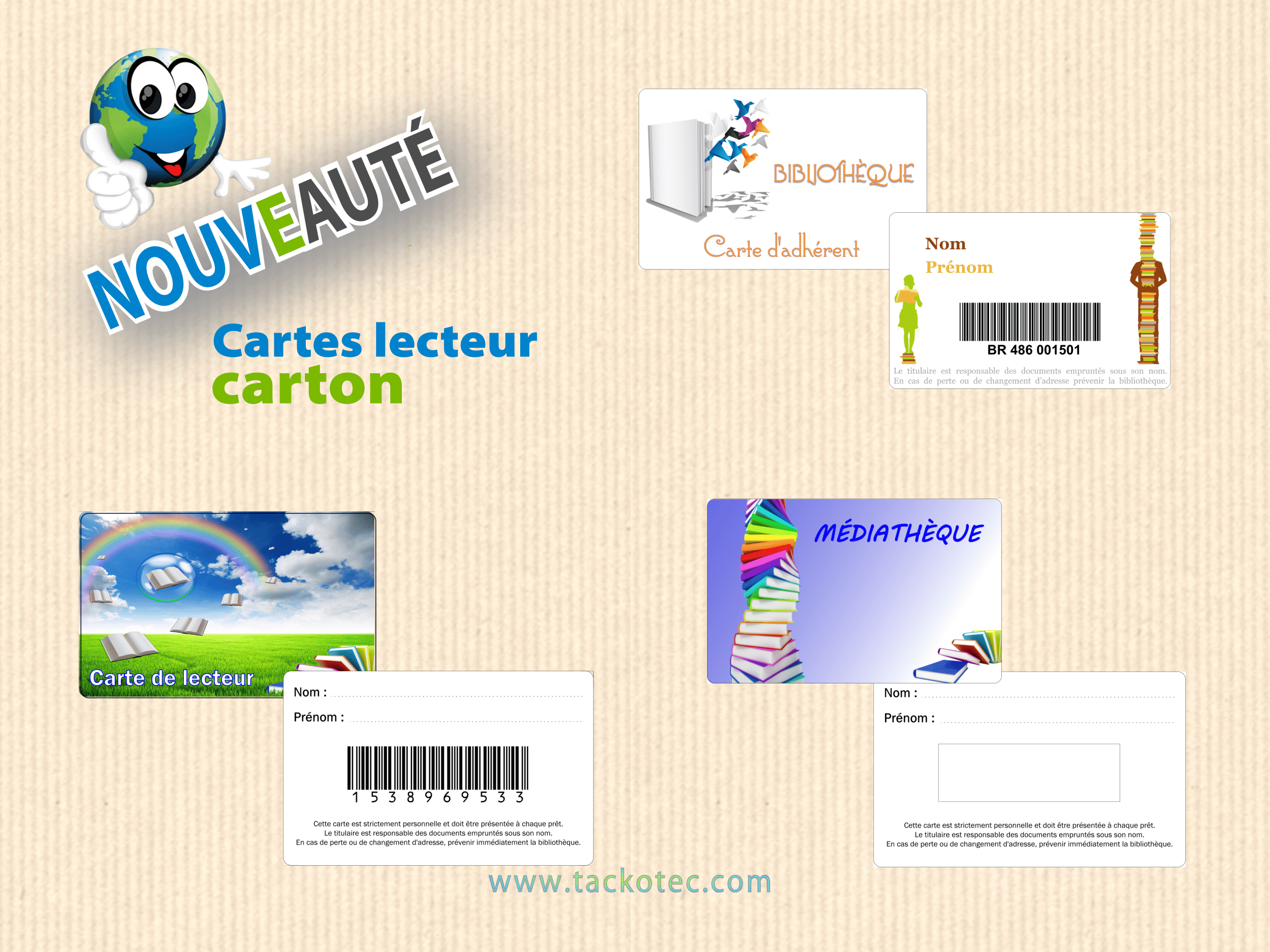 Cartes lecteur en carton personnalisables